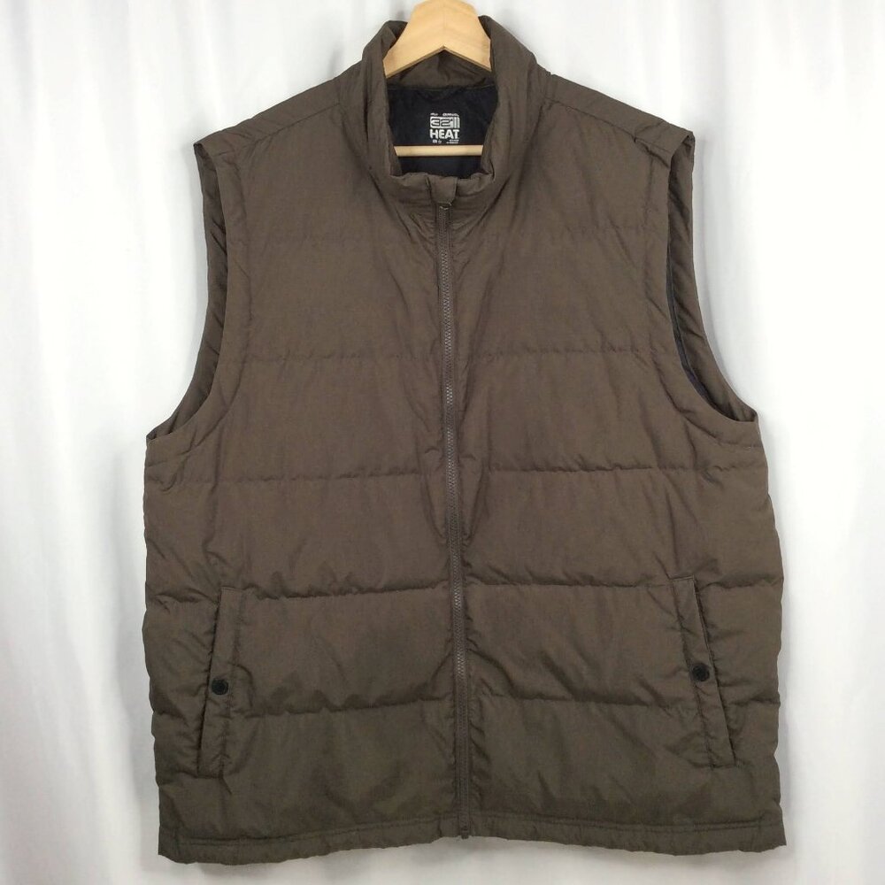 32 Degrees Down Puffer Vest Men's XXL Brown Full‎ Zip ALTERED READ DESCRIPTION